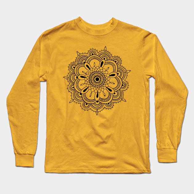 Black Mandala Long Sleeve T-Shirt by Wandering Barefoot